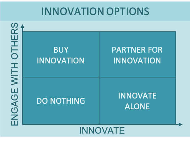 A diagram showing some innovation options that innovators might face in The Innovator's Dilemma