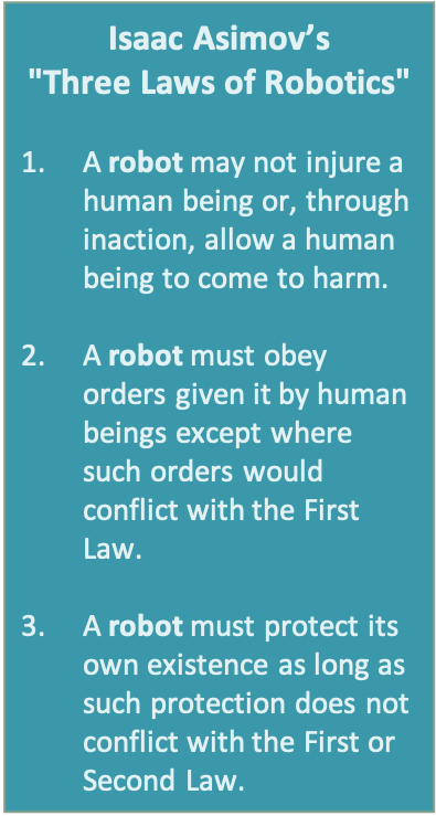 A list of the three laws of robotics, which are similar to the three laws of nudge theory